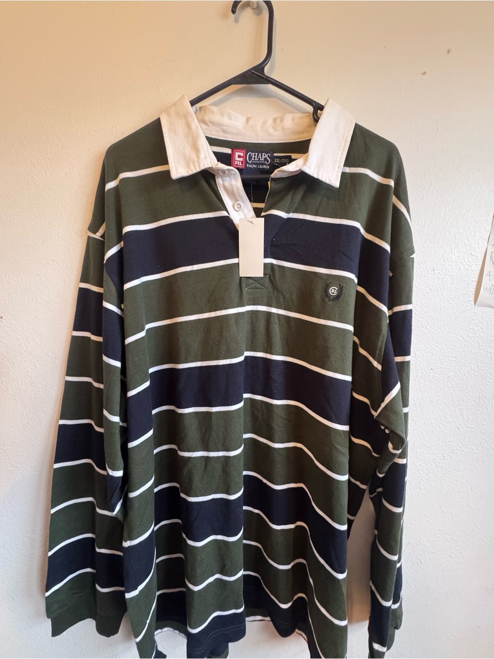 Ralph Lauren Green & Navy Striped Rugby Polo